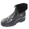 Women'S Pas De Rouge Zippers | Pas De Rouge Women'S Marta 3707Wp In Black Waterproof Idro Leather/Fur