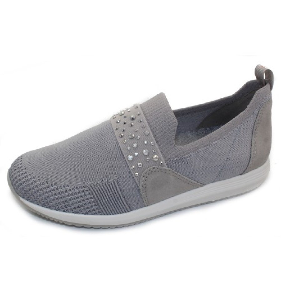 Women'S Ara Walking | Ara Women'S Lynn In Pebble Wovenstretch/Suede/Rhinestone