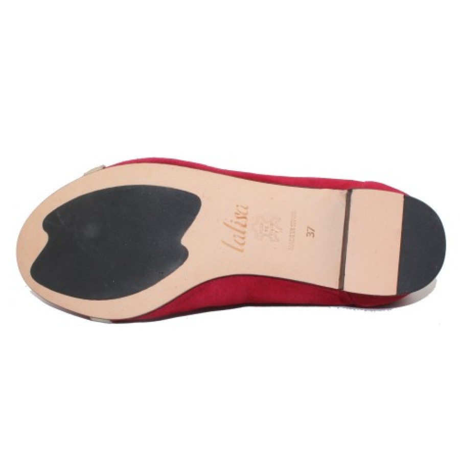 Women'S Lalisa Ballet | Lalisa Women'S Chloe 195203 In Red Suede/Gold Calfskin Leather