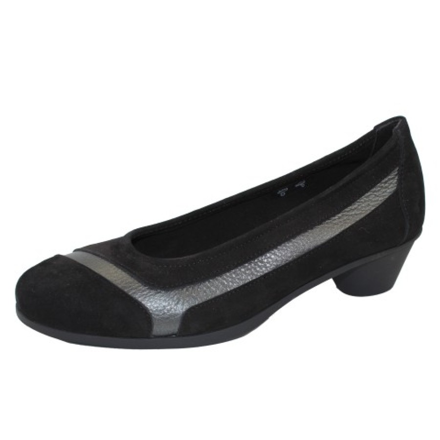 Women'S Arche Pumps | Arche Women'S Cyline In Noir Nubuck/Ornoir Hopi Leather