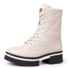 Women'S Yes Brand Shoes Engineer & Combat | Yes Brand Shoes Women'S Bailey In Off White Water Resistant Plonge Leather