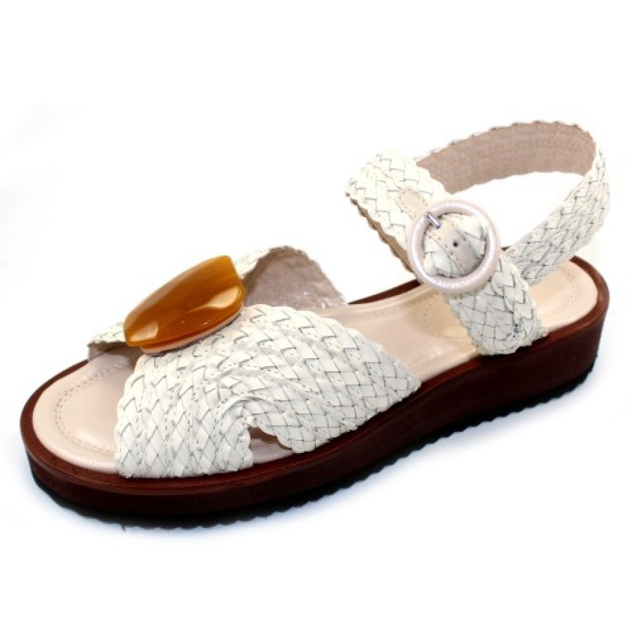 Women'S Pas De Rouge Travel | Pas De Rouge Women'S Bali 3920 In White Woven Nappa Leather