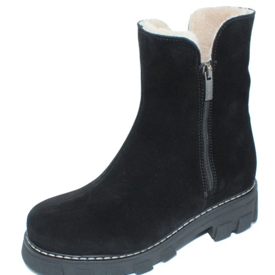 Women'S La Canadienne Boots & Booties | La Canadienne Women'S Adrianna In Black Waterproof Suede/Shearling