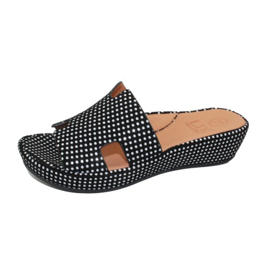 Women'S Lamour Des Pieds Wedges | Lamour Des Pieds Women'S Catiana In Black/White Polka