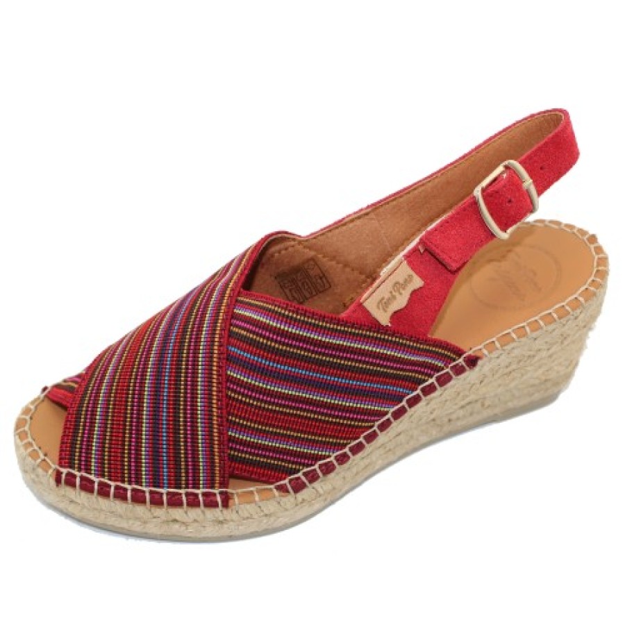 Women'S Toni Pons Wedges | Toni Pons Women'S Teia In Burgundy Multi Canvas/Suede