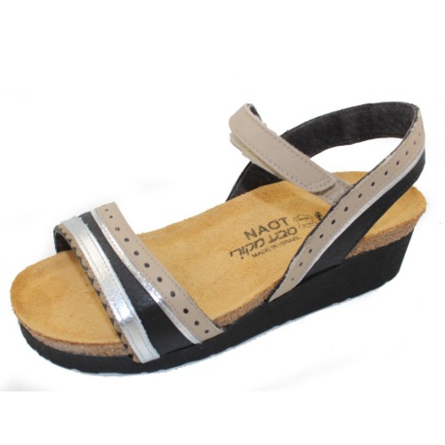 Women'S Naot Travel | Naot Women'S Beverly In Soft Black/Soft Beige/Soft Silver Leather