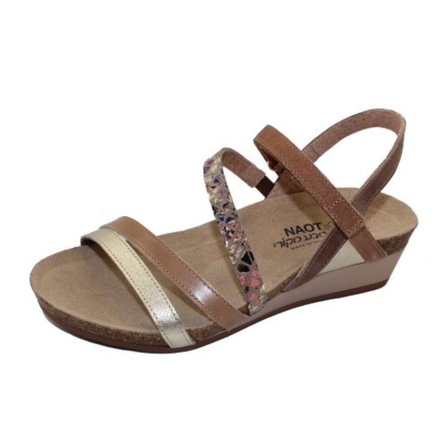 Women'S Naot Back Straps | Naot Women'S Hero In Radiant Gold/Arizona Tan/Golden Floral/Latte Brown Leather/Oily Brown Nubuck