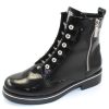 Women'S Valdini Warm Lining | Valdini Women'S Paola Wp In Black Waterproof Crinkle Patent Leather