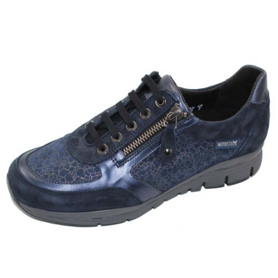 Women'S Mephisto Lace Up | Mephisto Women'S Ylona In Navy Velcalf 12245/680G/C