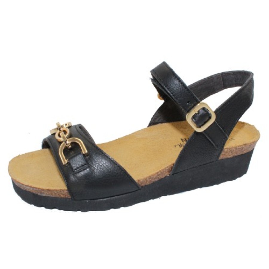 Women'S Naot Wedges | Naot Women'S Aubrey In Soft Black Leather