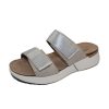 Women'S Naot Slides | Naot Women'S Calliope In Soft Ivory/Soft Silver Leather /Gray Woven Strap