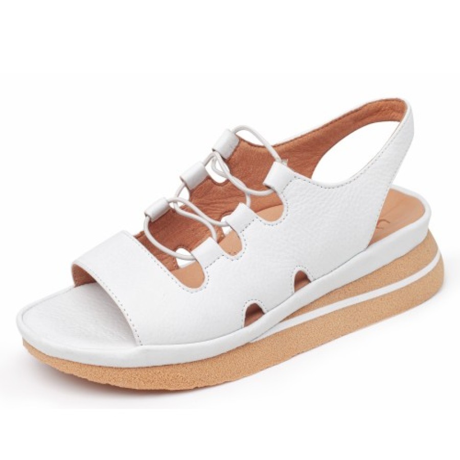 Women'S Yes Brand Shoes Wedges | Yes Brand Shoes Women'S Aurora In White Plonge Leather/Elastic