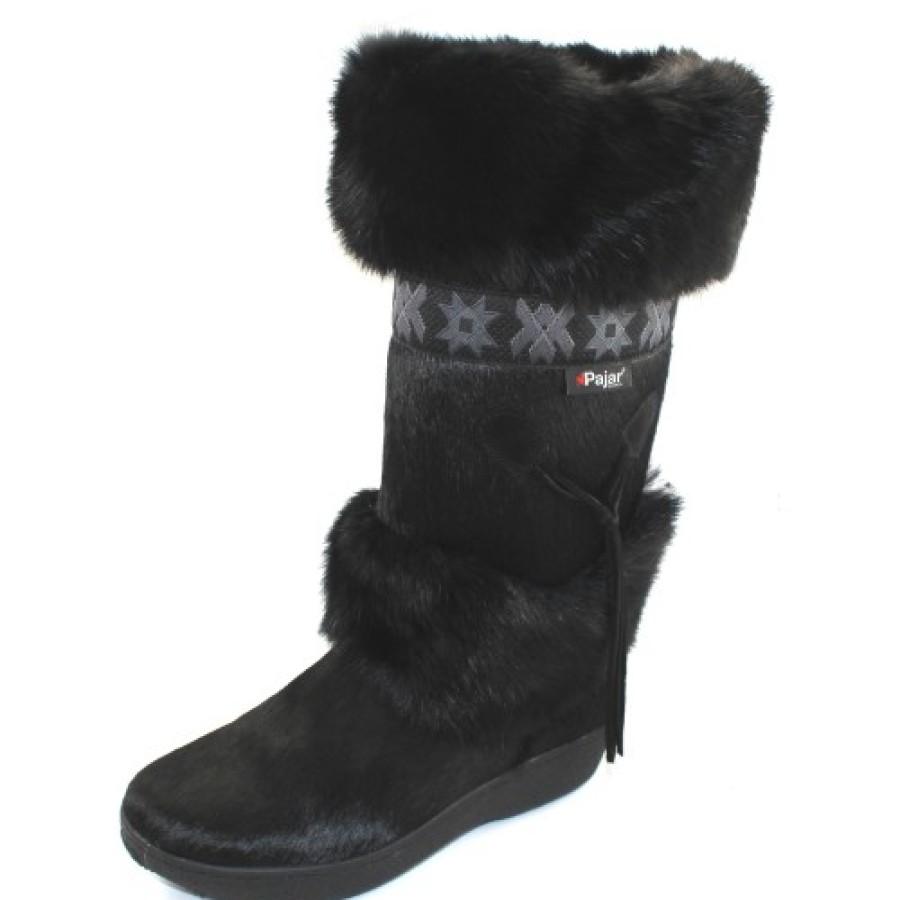 Women'S Pajar Apres Ski | Pajar Women'S Laura In Black Goat/Rabbit