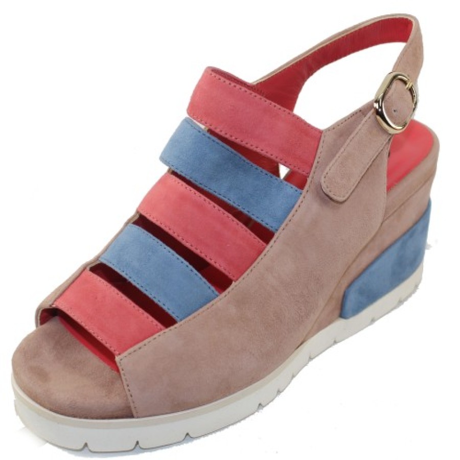 Women'S Pas De Rouge Platforms | Pas De Rouge Women'S Fleur 2325 In Onice Beige Suede/Multi Combi