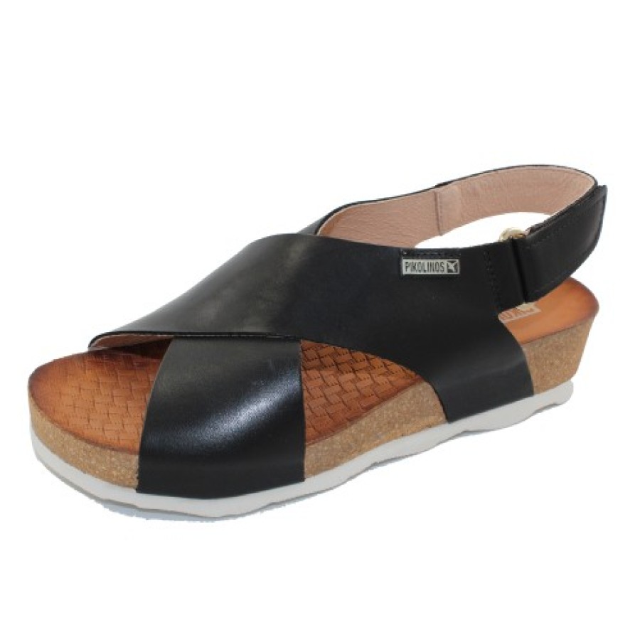 Women'S Pikolinos Back Straps | Pikolinos Women'S Mahon W9E-0912 In Black Calfskin Leather