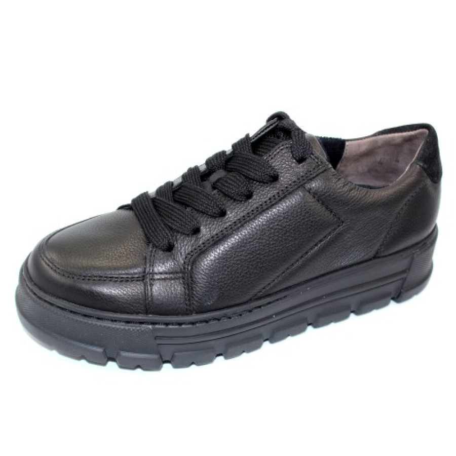 Women'S Paul Green Lace Up | Paul Green Women'S New Castle In Black Rio Leather