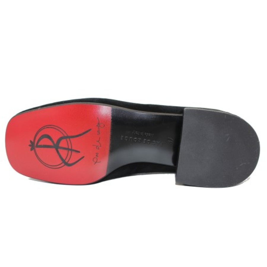 Women'S Pas De Rouge Loafers | Pas De Rouge Women'S Celia 4103 In Black Suede/Crinkle Patent Leather