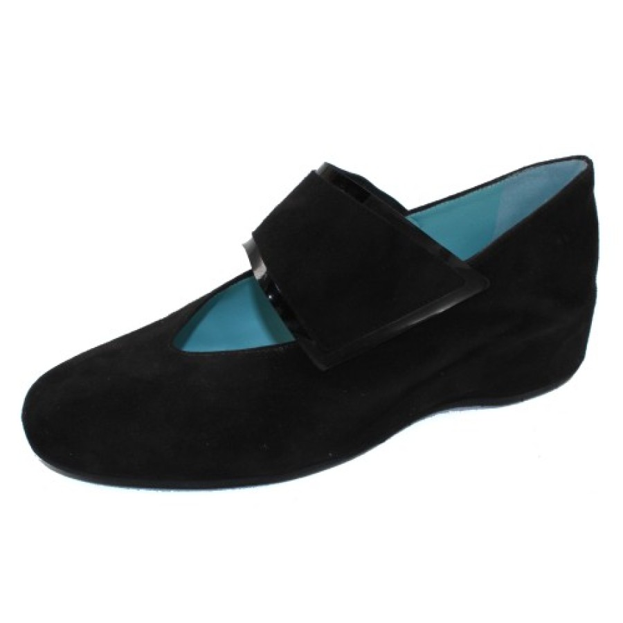 Women'S Thierry Rabotin Wedges | Thierry Rabotin Women'S Abra In Black Suede/Patent Leather