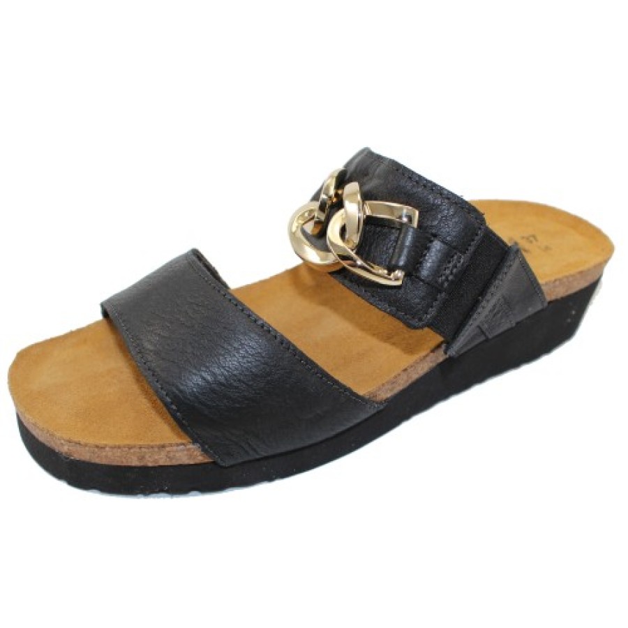 Women'S Naot Slides | Naot Women'S Victoria In Soft Black Leather