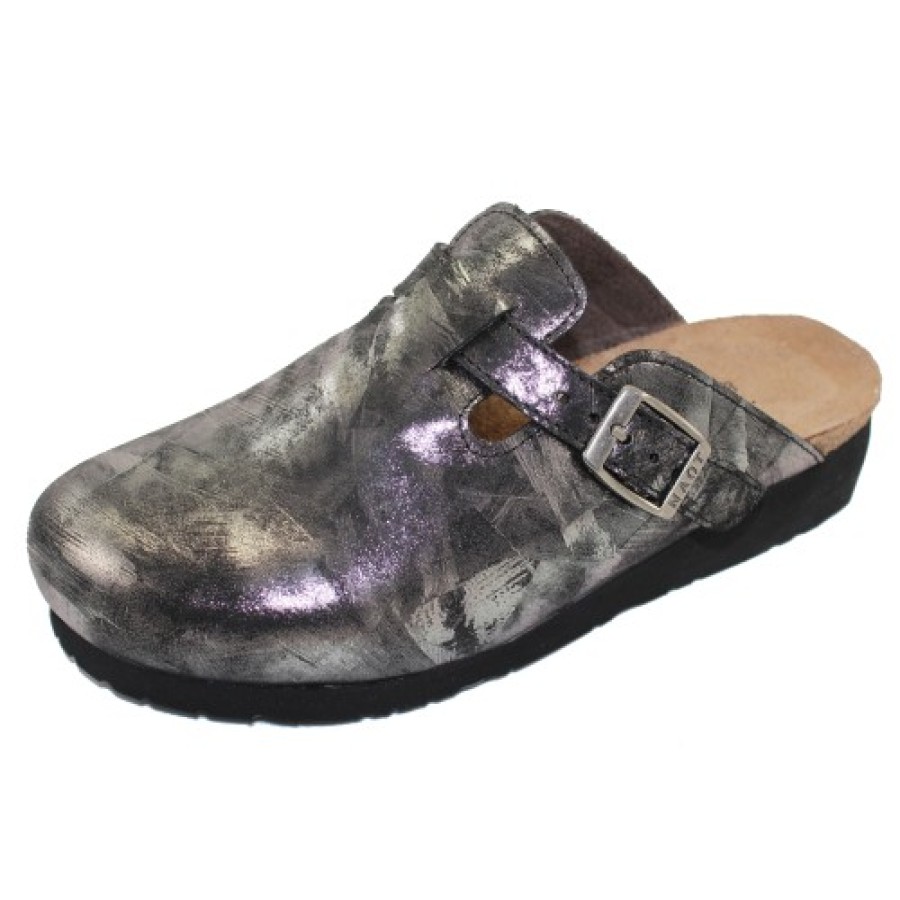 Women'S Naot Wedges | Naot Women'S Autumn In Metallic Onyx Leather