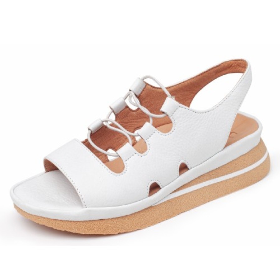 Women'S Yes Brand Shoes Back Straps | Yes Brand Shoes Women'S Aurora In White Plonge Leather/Elastic