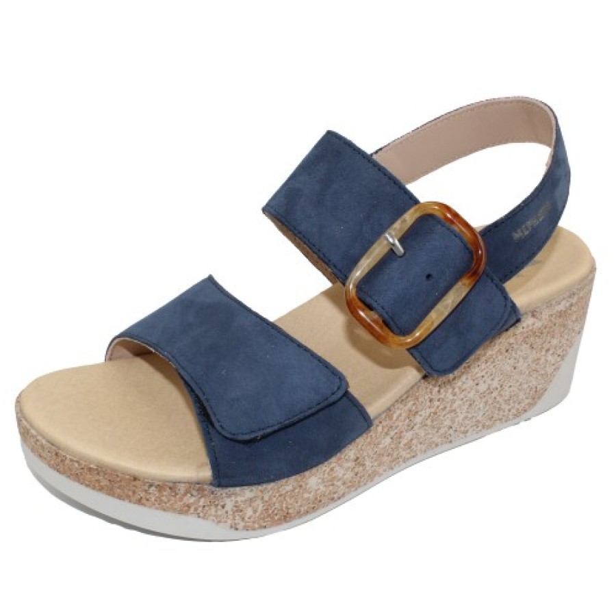 Women'S Mephisto Wedges | Mephisto Women'S Giulia In Jeans Blue Velcalf Premium 12295