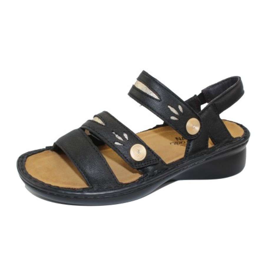 Women'S Naot Travel | Naot Women'S Cadence In Soft Black/Radiant Gold Leather