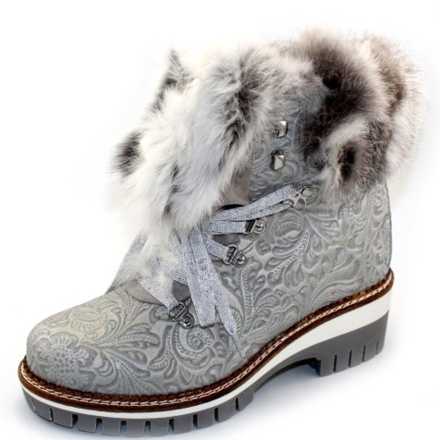 Women'S Regina Waterproof | Regina Women'S 450 In Silver Waterproof Embossed Leather/Rabbit