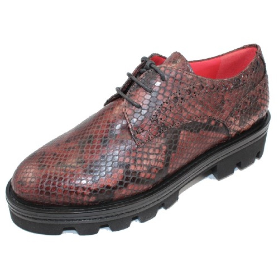 Women'S Pas De Rouge Travel | Pas De Rouge Women'S Lotty 2560 In Amarone Brown Snake Printed Leather