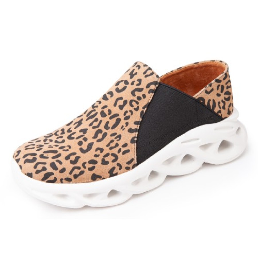 Women'S Yes Brand Shoes Platforms | Yes Brand Shoes Women'S Sunny In Leopard Printed Water Resistant Suede