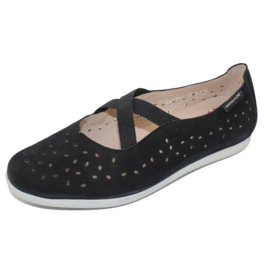 Women'S Mephisto Mary Jane & Instep Strap | Mephisto Women'S Karla Perf In Black Bucksoft 6900