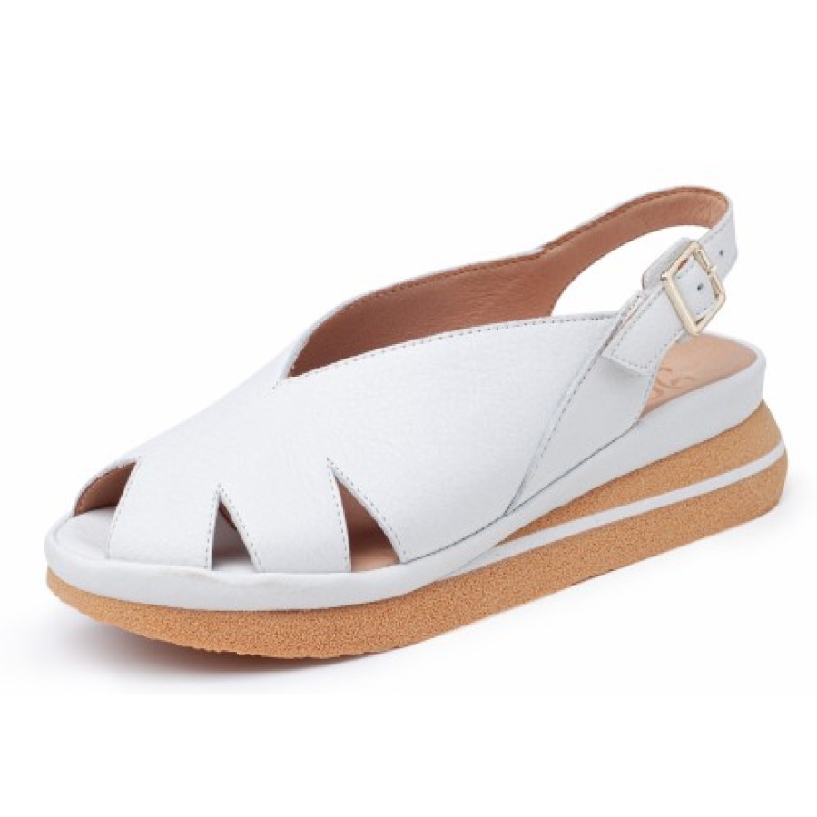 Women'S Yes Brand Shoes Wedges | Yes Brand Shoes Women'S April In White Plonge Leather