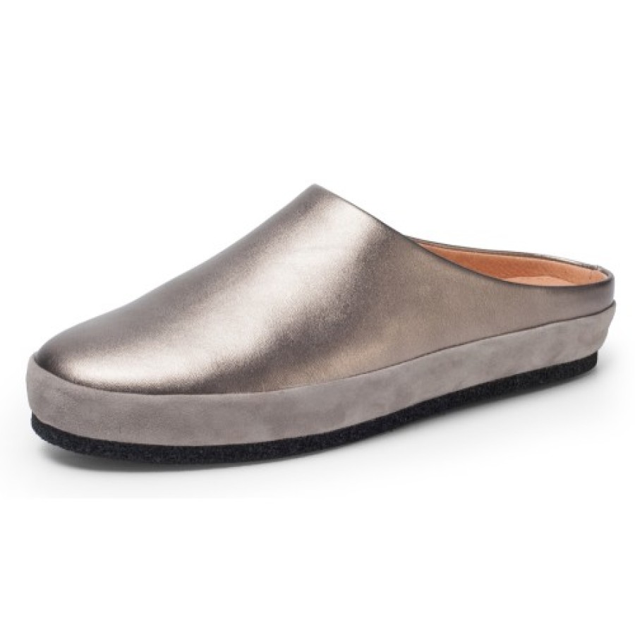 Women'S Yes Brand Shoes Travel | Yes Brand Shoes Women'S Brooke In Pewter Metallic Plonge Leather/Kid Suede