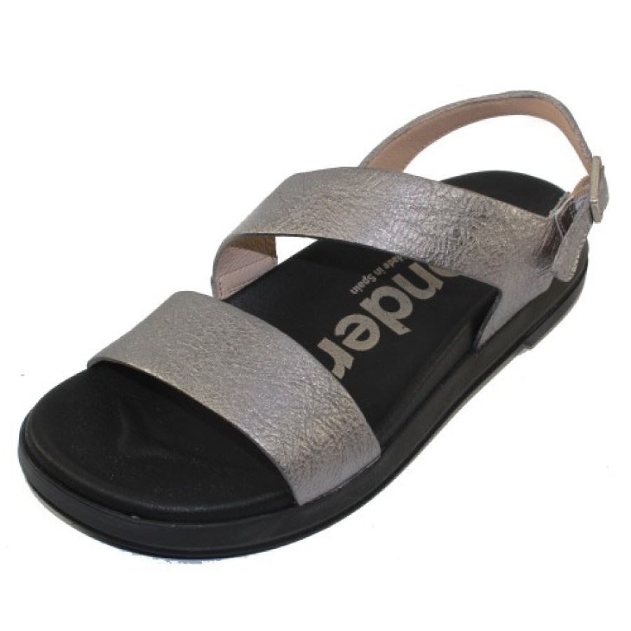 Women'S Wonders Back Straps | Wonders Women'S B-7403 In Plomo Pewter Wash Metallic Leather