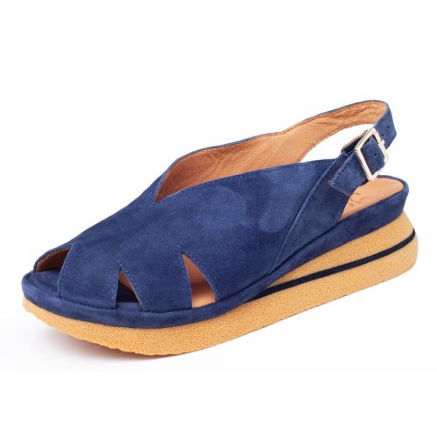 Women'S Yes Brand Shoes Walking | Yes Brand Shoes Women'S April In Navy Blue Kid Suede