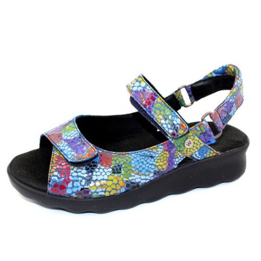 Women'S Wolky Back Straps | Wolky Women'S Pichu In Jeans Multi Printed Leather