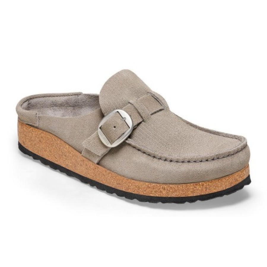 Women'S Birkenstock Mocs | Birkenstock Women'S Buckley In Stone Coin Embossed Suede