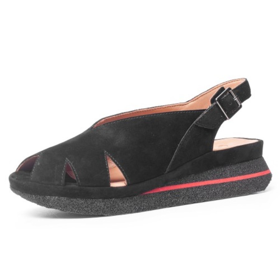 Women'S Yes Brand Shoes Wedges | Yes Brand Shoes Women'S April In Black Kid Suede