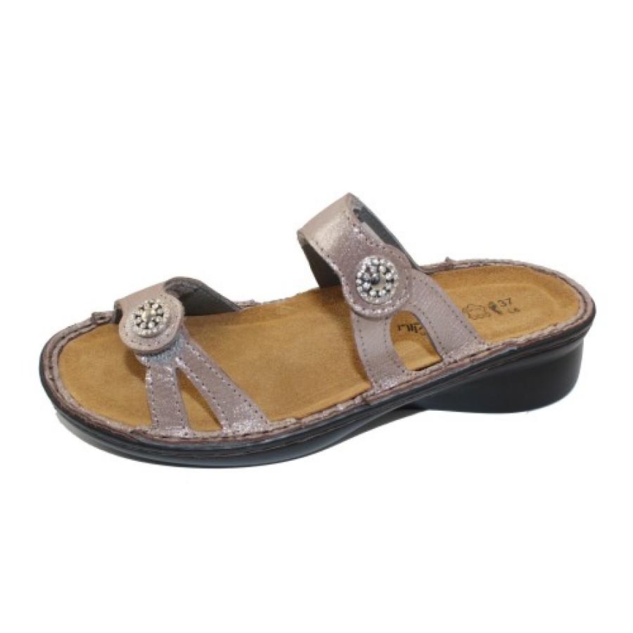 Women'S Naot Footbed | Naot Women'S Triton In Silver Threads Leather