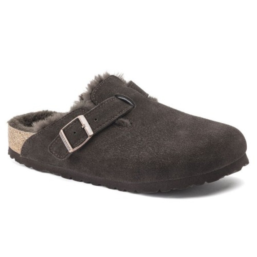 Women'S Birkenstock Travel | Birkenstock Women'S Boston Shearling In Mocha Suede/ Shearling