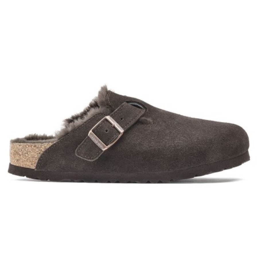 Women'S Birkenstock Travel | Birkenstock Women'S Boston Shearling In Mocha Suede/ Shearling