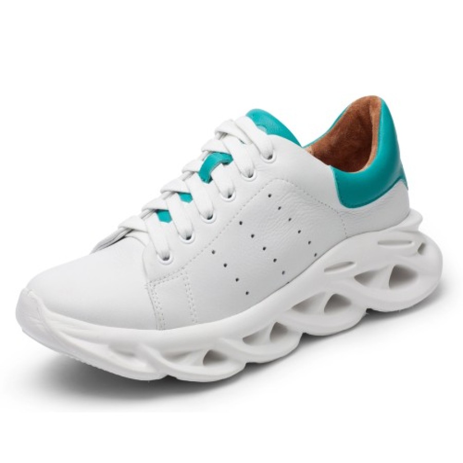 Women'S Yes Brand Shoes Oxfords | Yes Brand Shoes Women'S Sunrise In White/Turquoise Leather