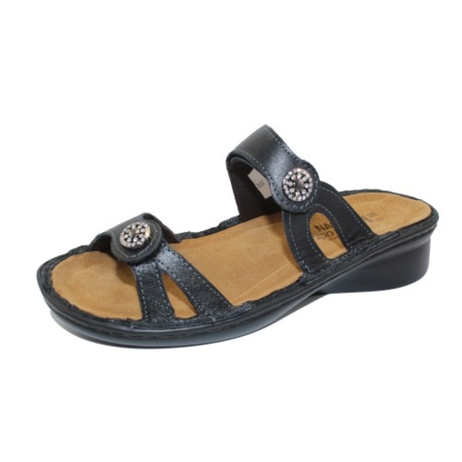 Women'S Naot Wedges | Naot Women'S Triton In Shiny Black Leather