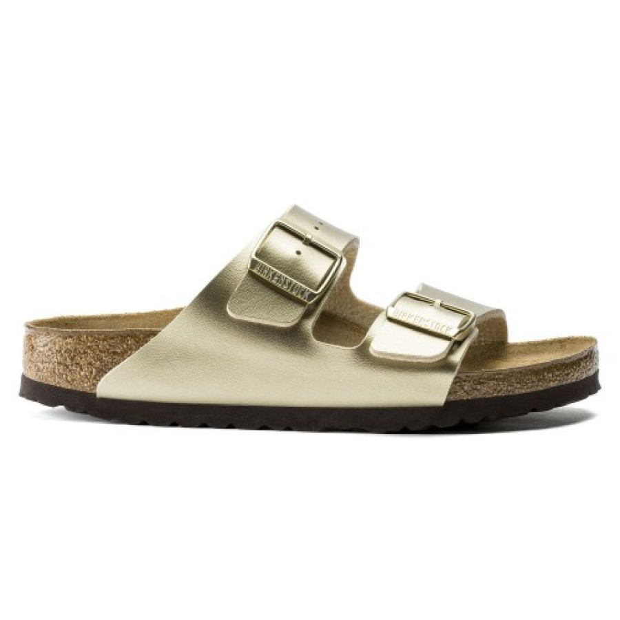 Women'S Birkenstock Flats | Birkenstock Women'S Arizona In Gold Birki-Flor