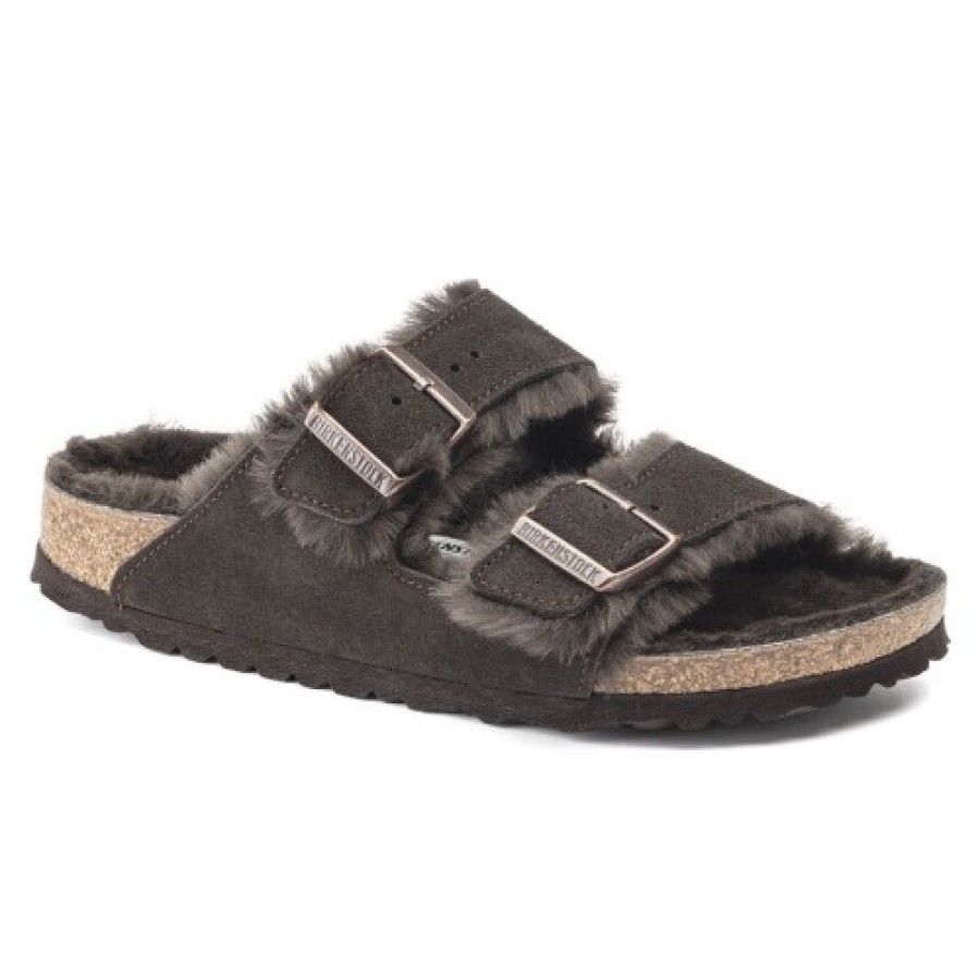 Women'S Birkenstock Walking | Birkenstock Women'S Arizona Shearling In Mocha Suede/Shearling