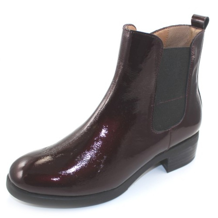 Women'S Wonders Boots & Booties | Wonders Women'S D-9308-W In Wine Waterproof Patent Leather