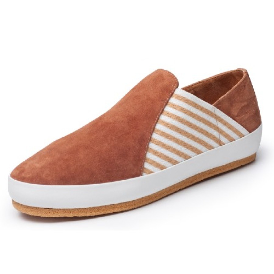 Women'S Yes Brand Shoes Walking | Yes Brand Shoes Women'S Belle In Cognac Kid Suede/White Plonge Leather