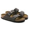 Men'S Birkenstock Slides | Birkenstock Men'S Arizona Soft Footbed In Iron Oiled Leather