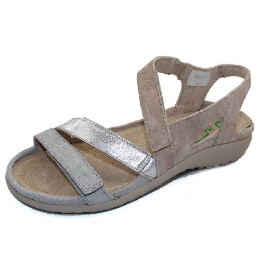 Women'S Naot Back Straps | Naot Women'S Whetu In Grey Linen/Soft Silver Leather/Sand Stone Suede