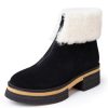 Women'S Yes Brand Shoes Warm Lining | Yes Brand Shoes Women'S Blair In Black Water Resistant Suede/White Fur